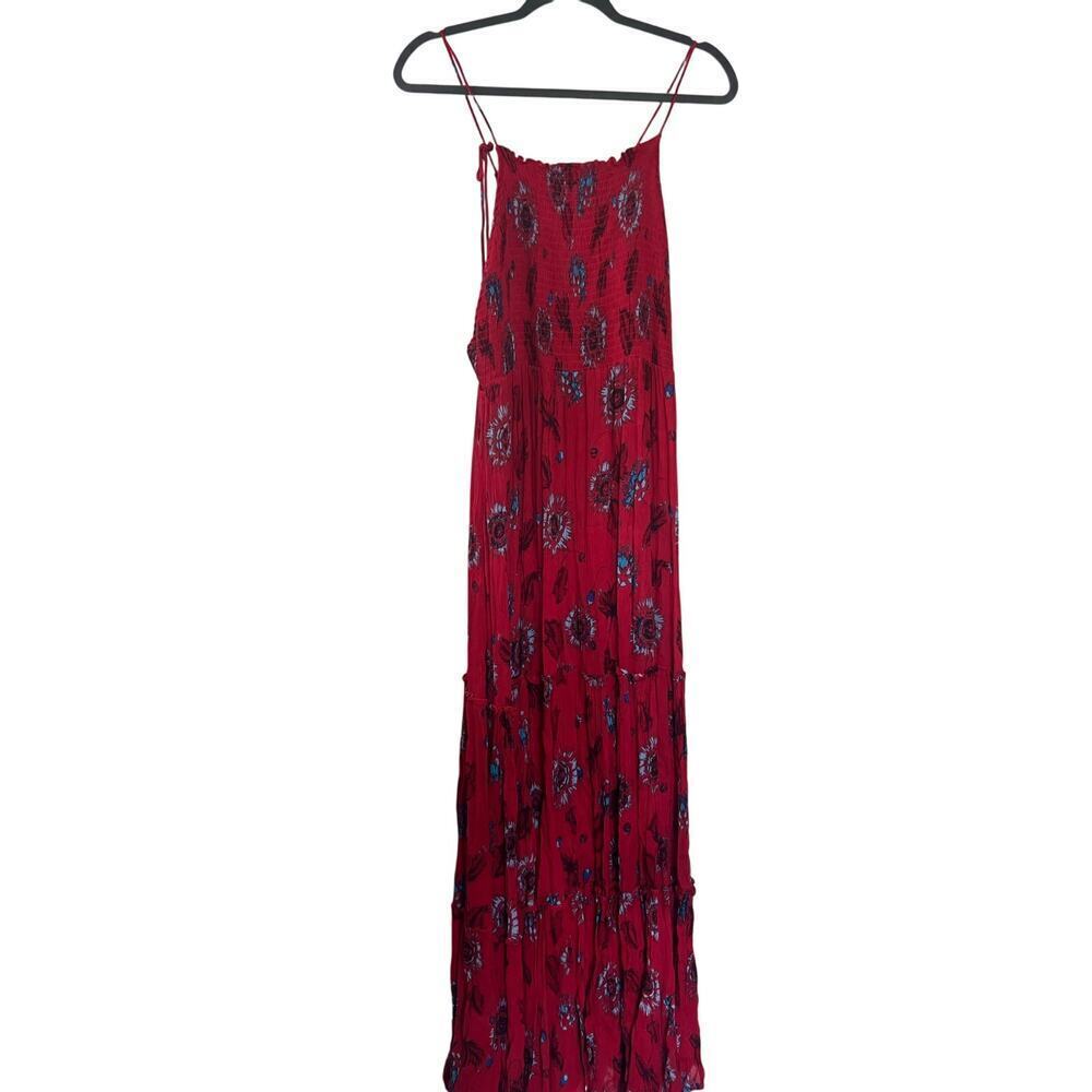 Intimately Free People Womens Red Floral Floor Length Dress Size Large - Picture 2 of 6